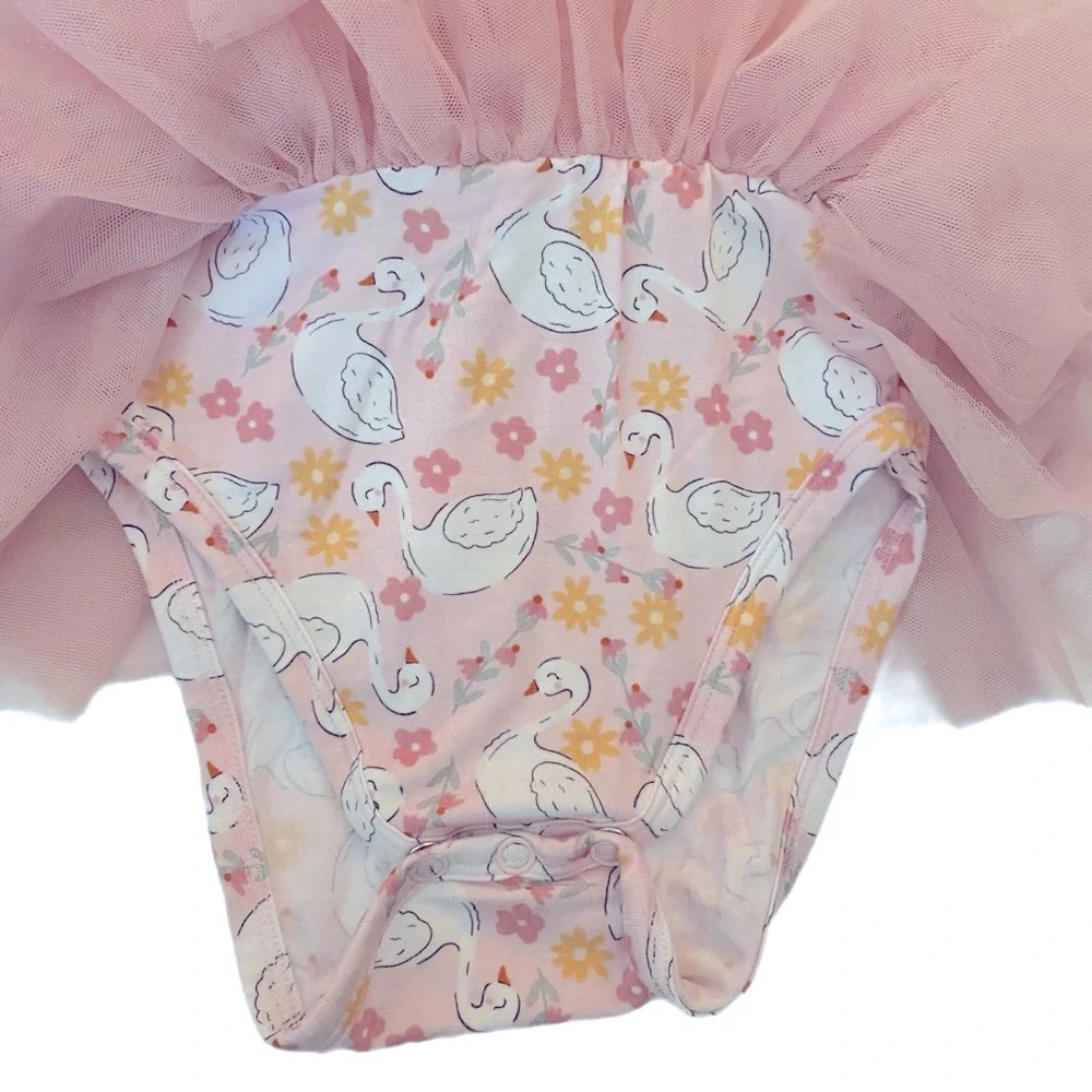 Posh Peanut Swan Bamboo Leotard Onesie With TuTu Size 2T